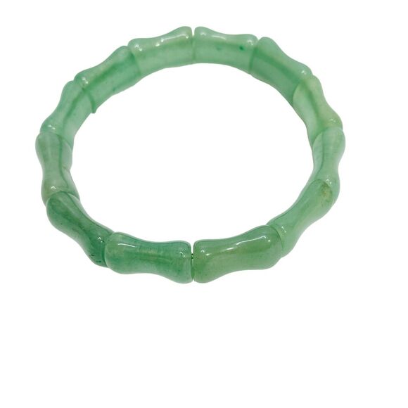 Green Jade Gemstone Translucent Band Stretch Bracelet Fashion Womans - Picture 1 of 10